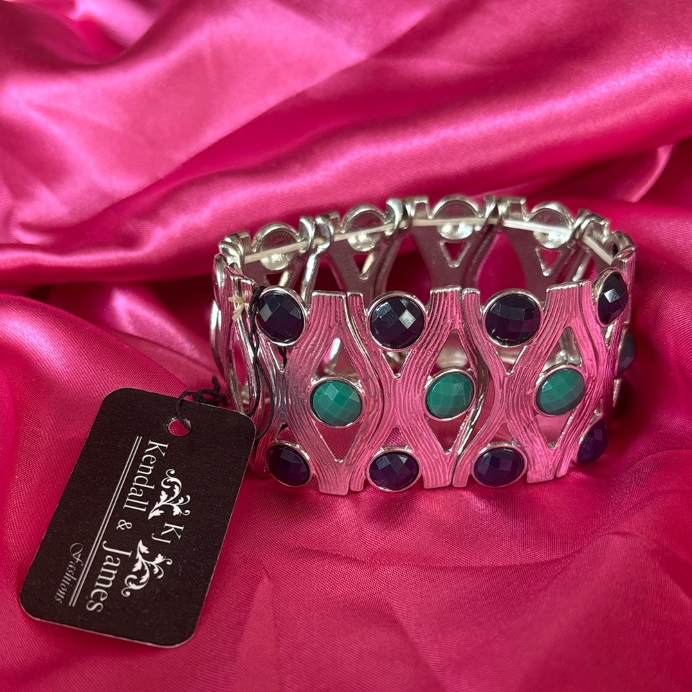 Kendall & James Silver, purple and green stones. NWT